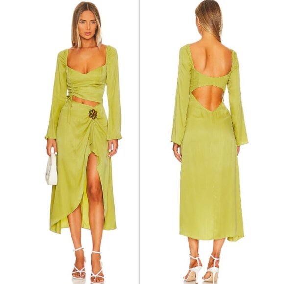 For Love And Lemons Lime Green Midi Dress - Picture 1 of 8